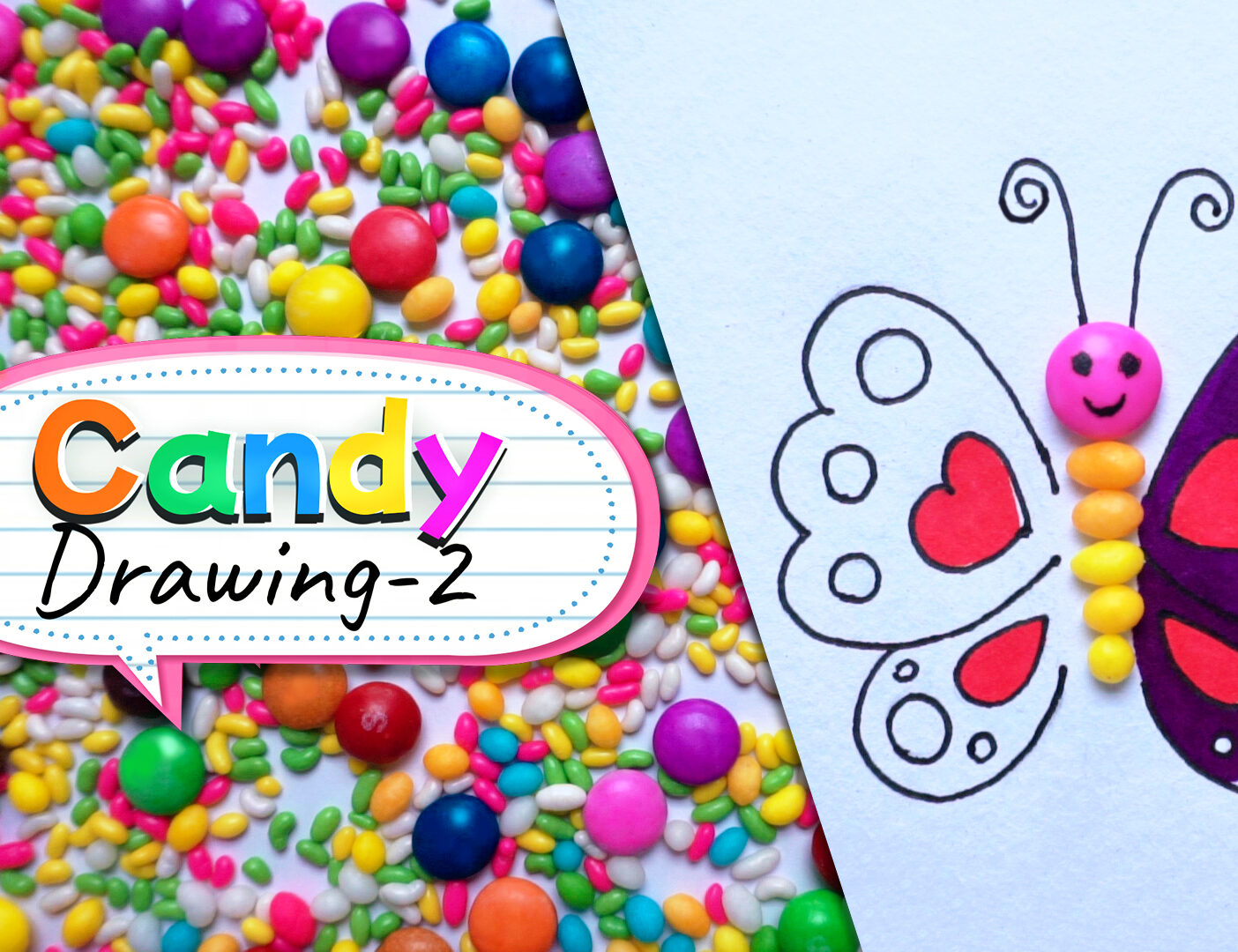 How To Draw With Candy-2 | Draw butterfly with candy| Fun with Candy | Drawing with everyday object